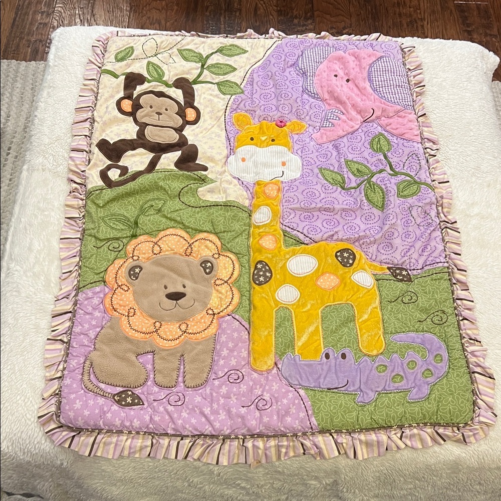 Bananafish Baby Blanket Fleece Giraffe alligator Animals Crib Nursery 37” x 28”